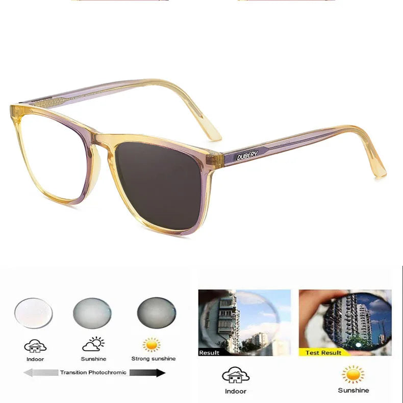 TR90 Square Photochromic Myopia Glasses Men Women Brand Finished Color Changing Driving Nearsighted Eyewear Negative Diopter ﻿