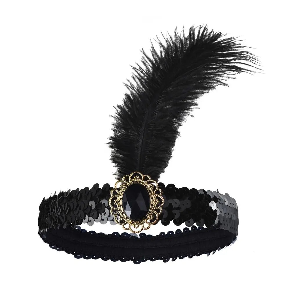 Hair Accessories Feather Headwear Tassel Diamond Cosplay Dress Headwear Black Makeup Party Masquerade Hair Band Women Hairband