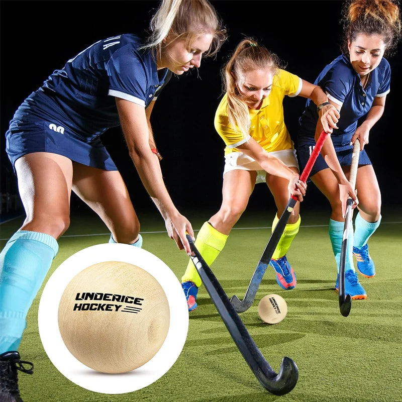 6pcs Ice Hockey Wood Ball 50mm Hardwood No-Bounce Floorball Training Equipment Team Hockey Professional Training Ball