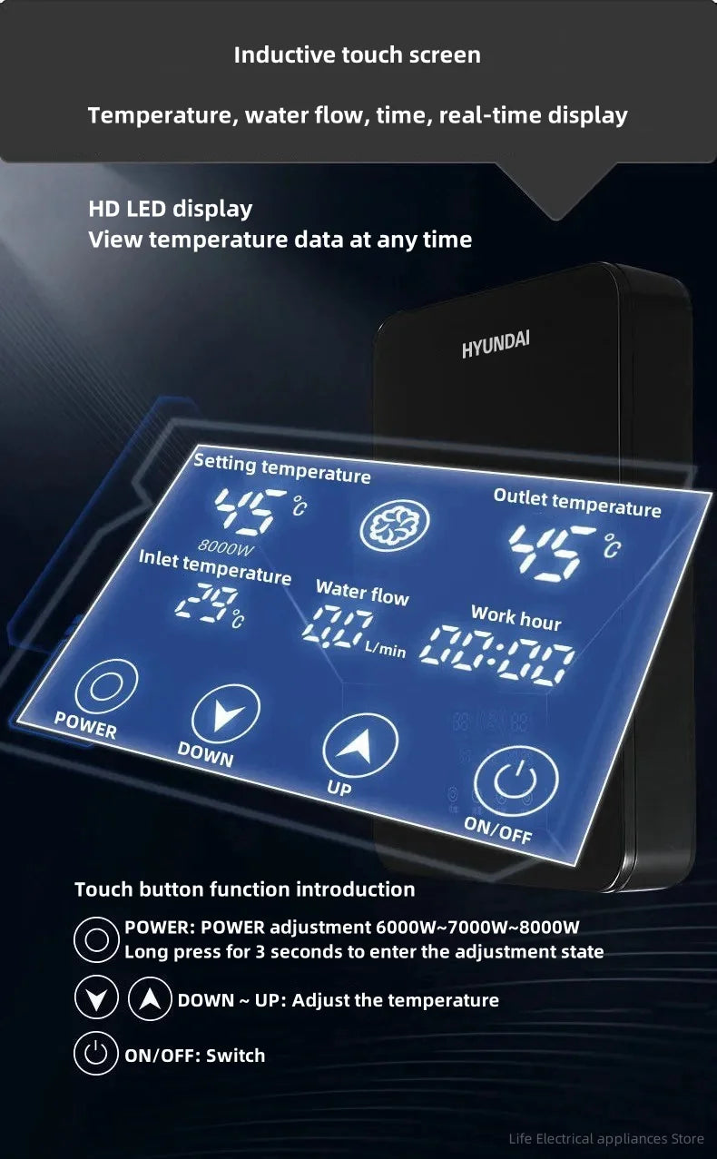 Intelligent Electric Water Heater Tankless Water Heater Household Fast Hot Bath Machine Apartment Hotel Bathroom Hot Shower