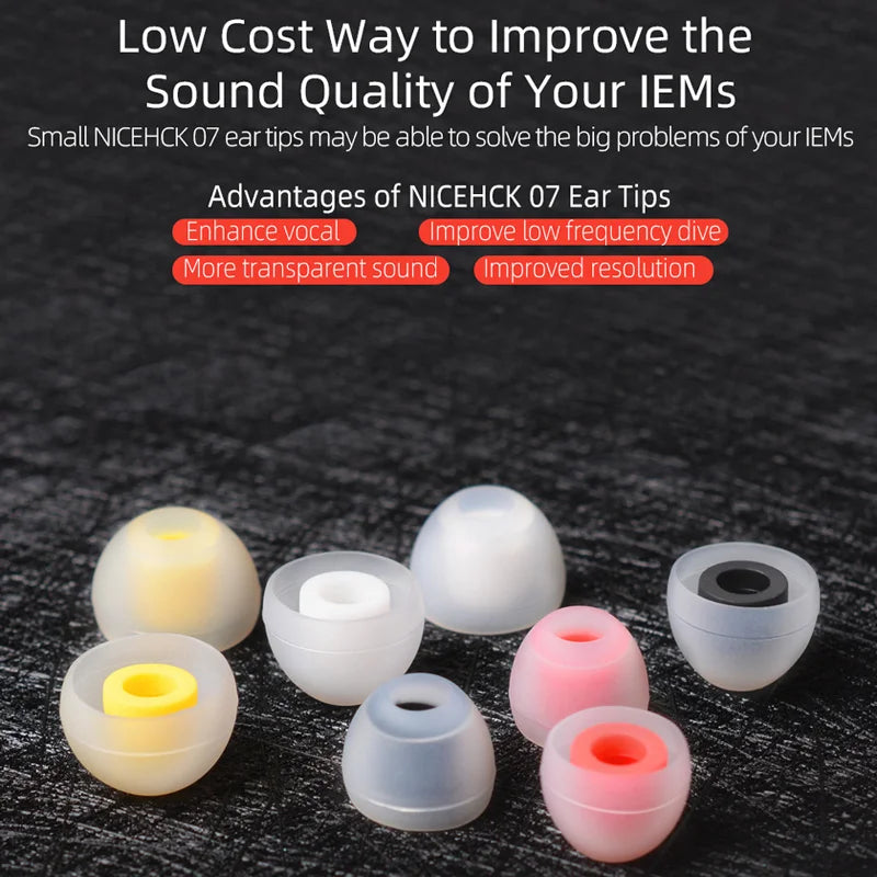 NICEHCK 07 Noise Isolating Silicone Ear Tips Soft Safe Eartips Improve Vocal For DB2 4U ASX ZSN ZS10 Pro ZSX In Ear Earphone