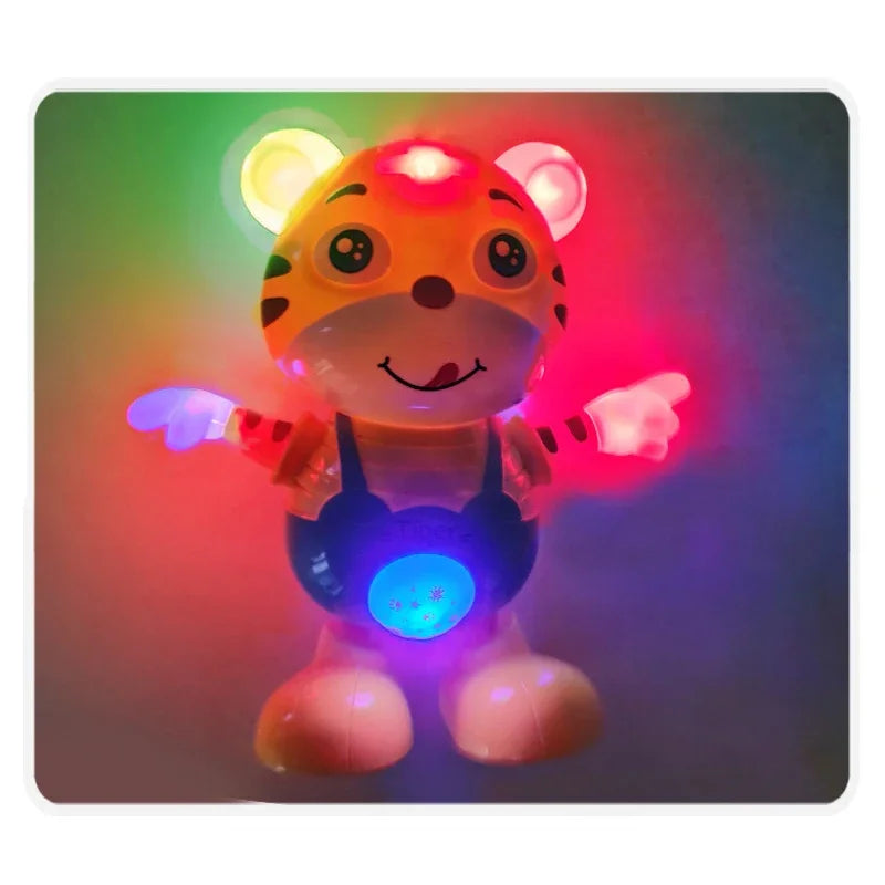 Dancing Electric Toy Cartoon Cute Small Yellow Tiger Doll Home Decor Kid Gift Baby Early Education Musical Dance Light Baby Gift