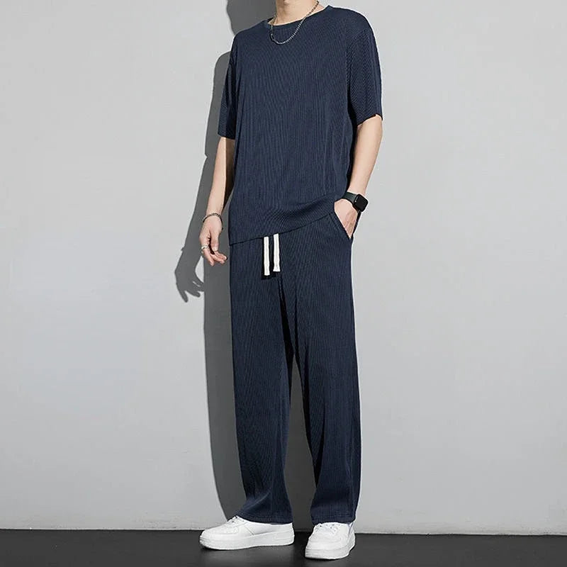 Top Pants Sets Kpop Short Quarter Sleeve Tracksuit Korean Style T Shirt Man Summer Sports Suits Aesthetic Cool Xl Men's Clothing