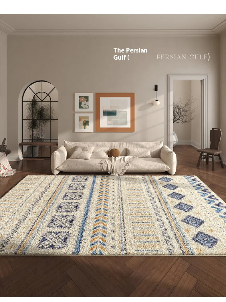 VIKAMA New Design Warm Wave Retro Winter Warm Non-slip Floor Mats Living Room Bedroom Sofa Washable Dirt-resistant Carpet