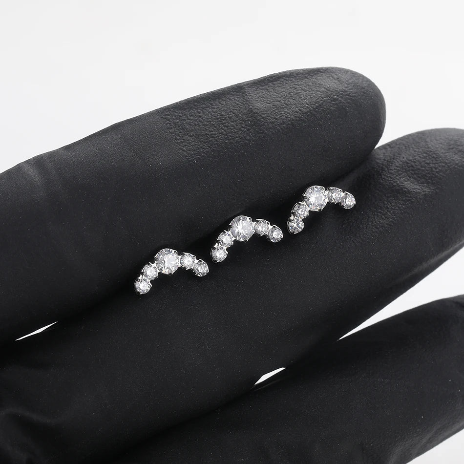 1/5PCS Titanium Ear Studs Cartilage Earrings 5 CZ Stone Labret Ring Stud Helix Cartilage Tragus Piercings Lip Jewelry for Women