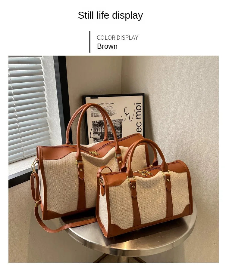 Women Canvas Large Capacity Travel Bags Custom Logo Travel Storage Handbag Vintage Fitness Luggage Bag Personality Customization