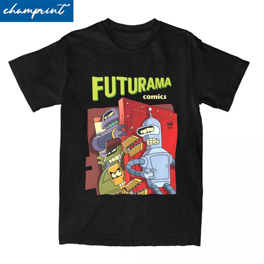 Men Women's Futuramas Comics T Shirts 100% Cotton Tops Novelty Short Sleeve Crewneck Tees 4XL 5XL 6XL T-Shirt