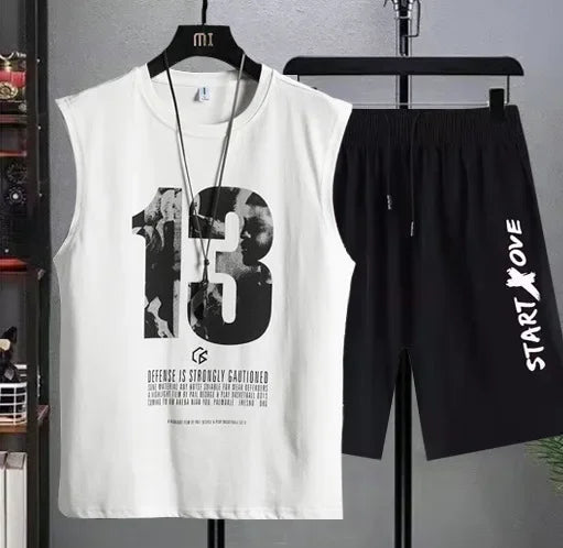Men's Clothing 2025 New Men's Summer Casual Breathable 2-Piece T-Shirt + Shorts Suit Athletic Loose Fit Set Men's Tank Top