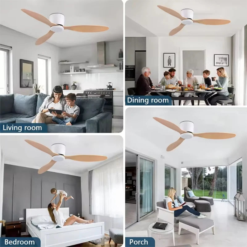 Modern Ceiling Fans No Light DC Motor Remote Control Cooling Fans Low Floor Ceiling Fan Silent Large Home Fan AC95-260V