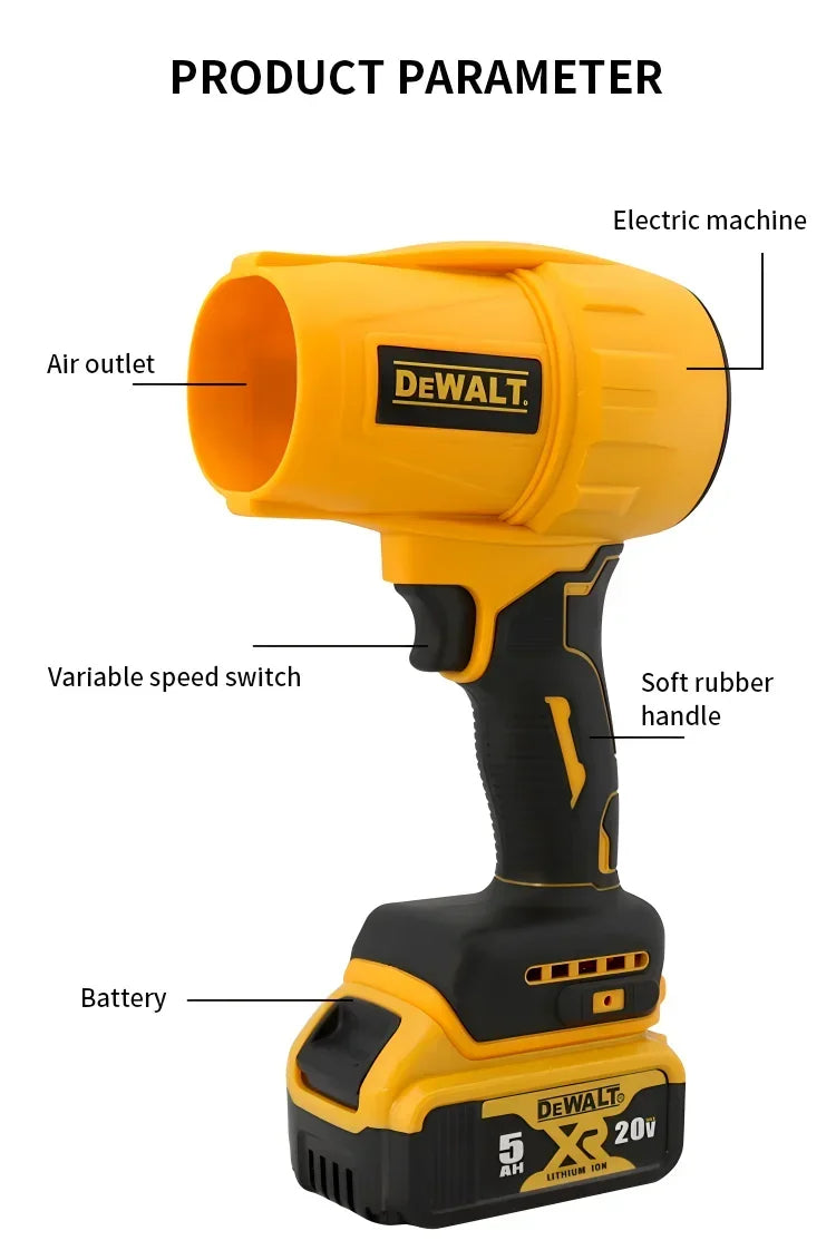 Dewalt  Brush Air Hair Dryer Wireless Turbo Fan Handheld Violent Fan Dryer 20V Rechargeable Dust Removal Tool