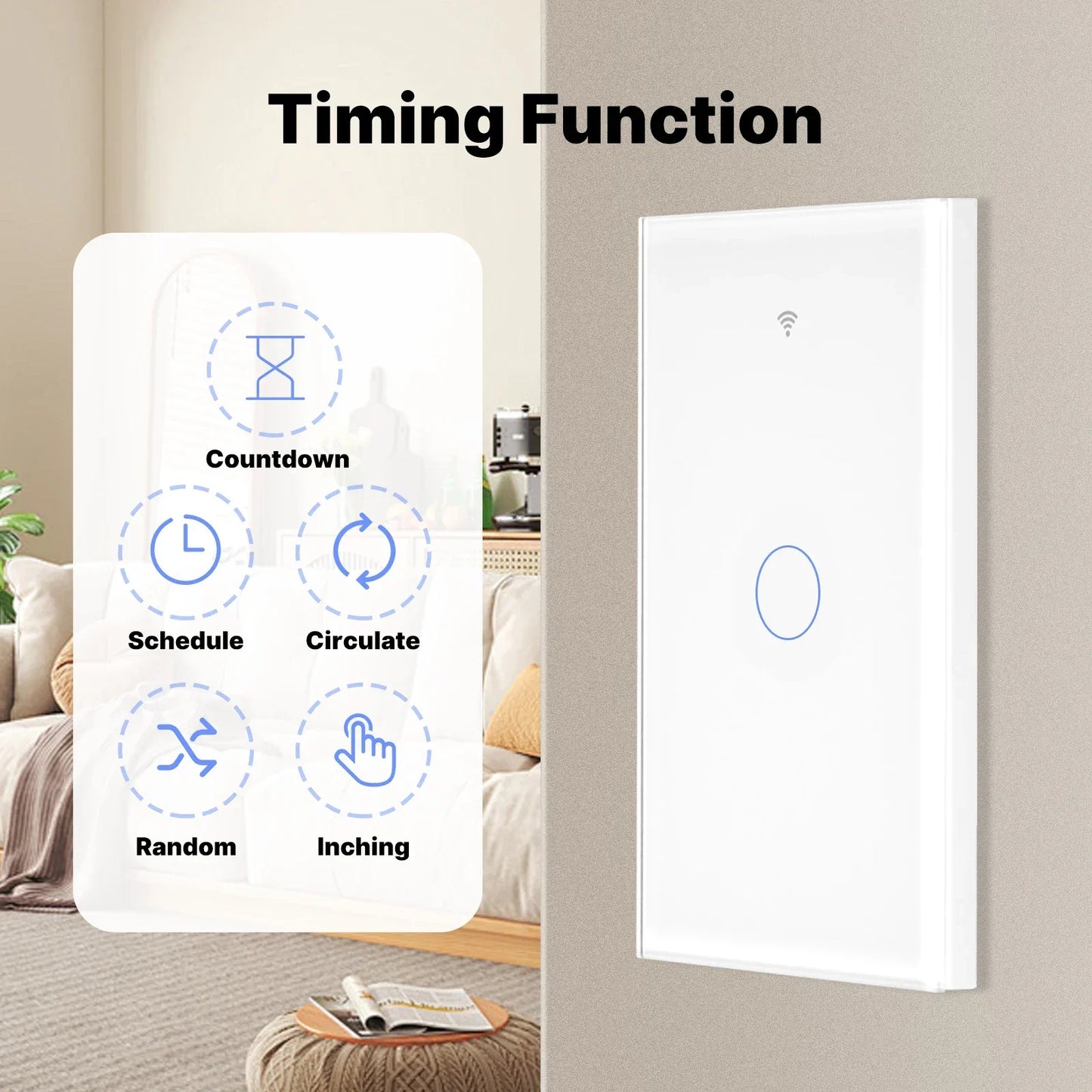 Matter Smart Switch Matter Light Switch Wifi Wall Switch Neutral Wire/No Neutral Wire 1/2/3/4 Gang US Touch Wall Light