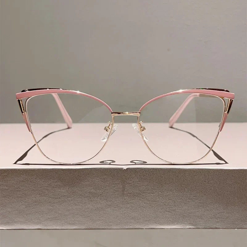 New Simple Metal Anti Blue Light Glasses for Women Fashion Vintage Cat Eye Glasses Business Computer Goggles Eyeglasses Whosale