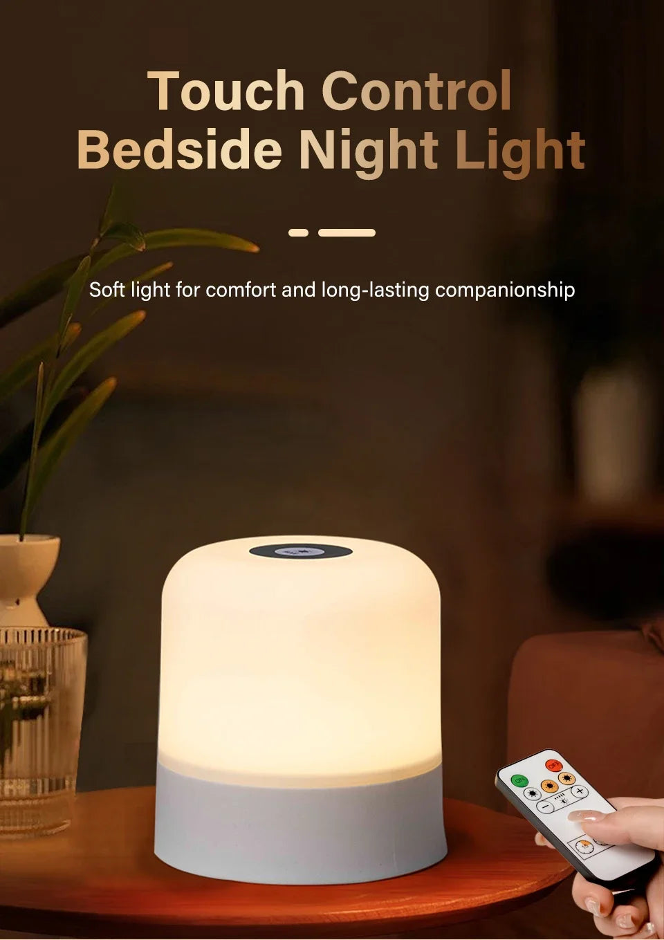 LED Table Lamp Touch Bedside Lamp 13 Color Changing Night Light Room Decor Remote Dimmable Rechargeable Bedside Night Lamp