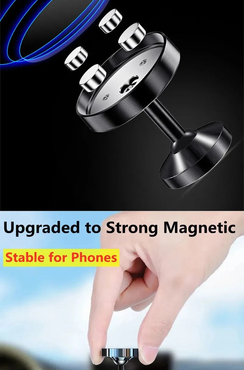 Creative Dual Axis Alloy Magnetic Car Bracket 720° Rotation Double Ball Magnetic Phone Holder for Any Model Phone