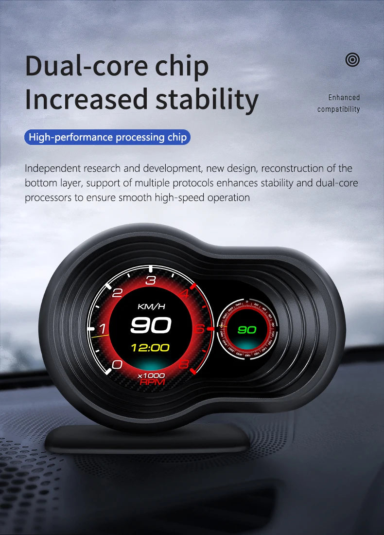 Smart Car HUD OBD2 Head Up Display F9 OBD Car On-board Computer Gauge Auto HUD Digital Odometer Water&Oil temp RPM Auto Meter