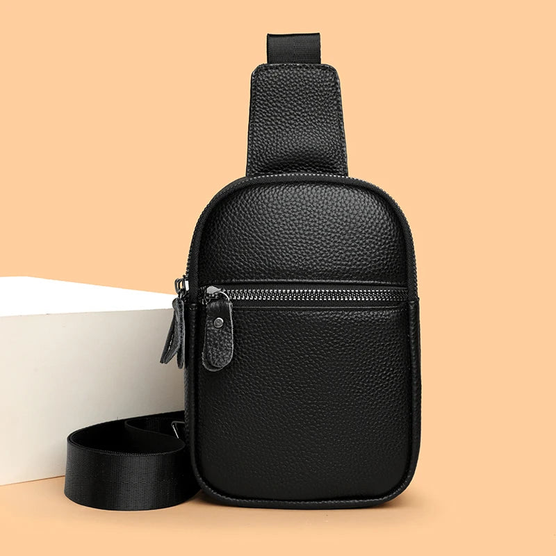 Luxury Genuine Leather Men's Chest Pack Shoulder Bags Fashion Messenger Sling bag Brand Travel Bags Crossbody Unisex Sac Wallet