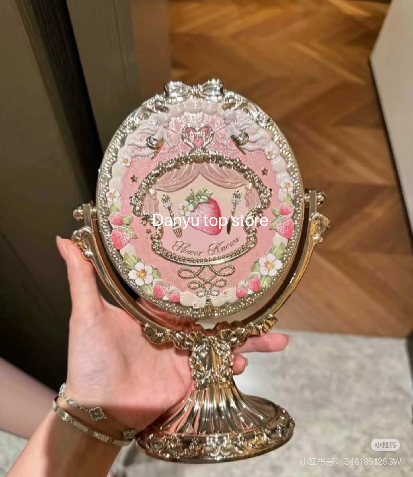 Flower Knows 9th Anniversary Mirror Makeup Tool Table Mirror Air Cushion Comb Cup 3-piece Set