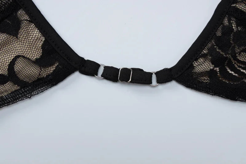 HLJ Y2K Sexy Lace Two Piece Set for Woman Letter Printing See Through Long Sleeve Crop Top + Shorts Suits Female Streetwear New