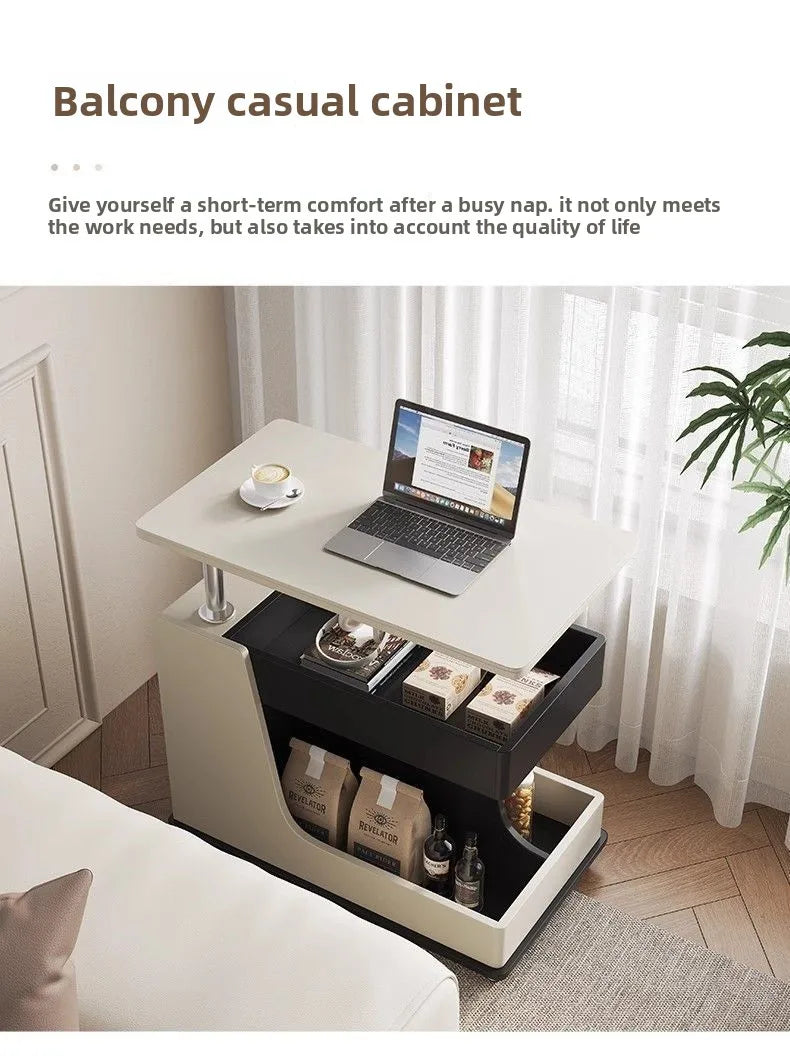 Solid Wood High-End Bedroom Furniture Luxury Modern Slate Multifunctional Side Cabinet Sofa Trolley Lift Capabilities Accessible