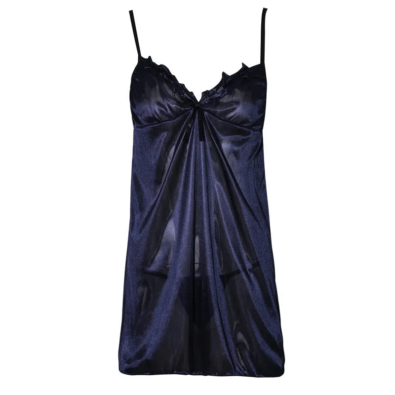 Women Sling Lace Sleepwear Female Sexy V Neck Nightdress Sexy Nightdress Lace-up Cutout Flower Silky Comfortable Sleepwear New