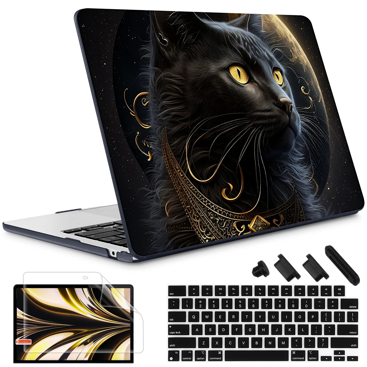 The Crown Cat Hard print case for MacBook 2025 M4 Air Pro 13 14 16 M2 2022 2023 A2681 A2779 A2780 Retina A1502 A2337 M1 A2289