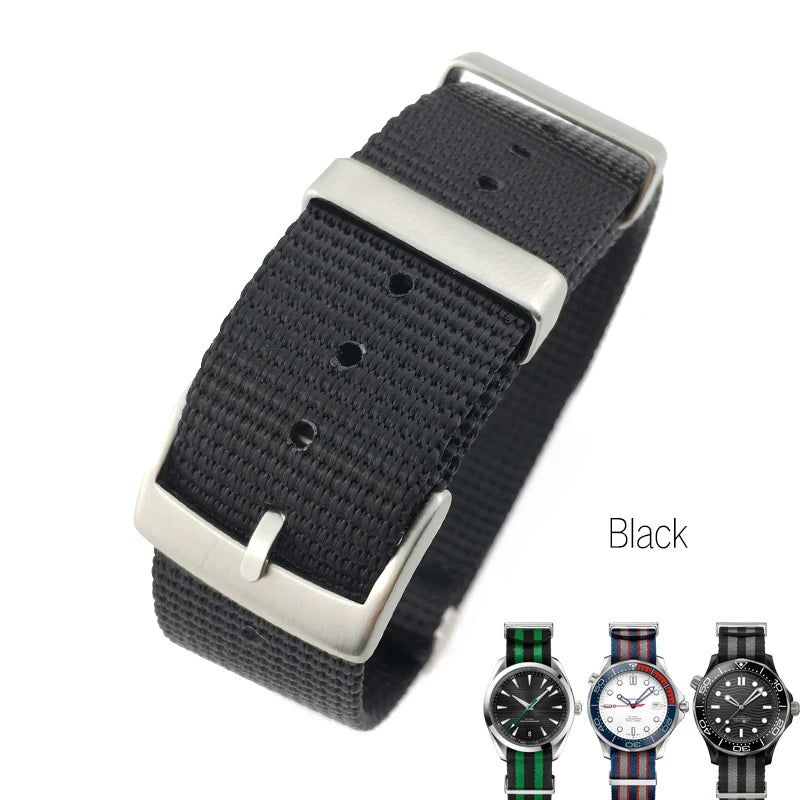 19mm 20mm 21mm 22mm Nylon Canvas Watchband Fit for Omega Seamaster 300 007 AQUA TERRA 150 Seiko Tissot Rolex Watch Strap