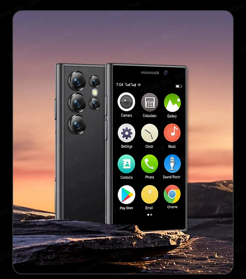 SERVO S24 MINI Android Smartphone 4G Network 2 SIM standby Play Store Face Unlock 3.0" Color Screen Mini Card Smart Mobile Phone