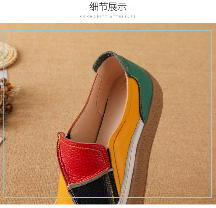 2025 New real leather ballet flats mixed colors moccasins women's slip on shoes luxury patchwork flats lady driving loafer woman