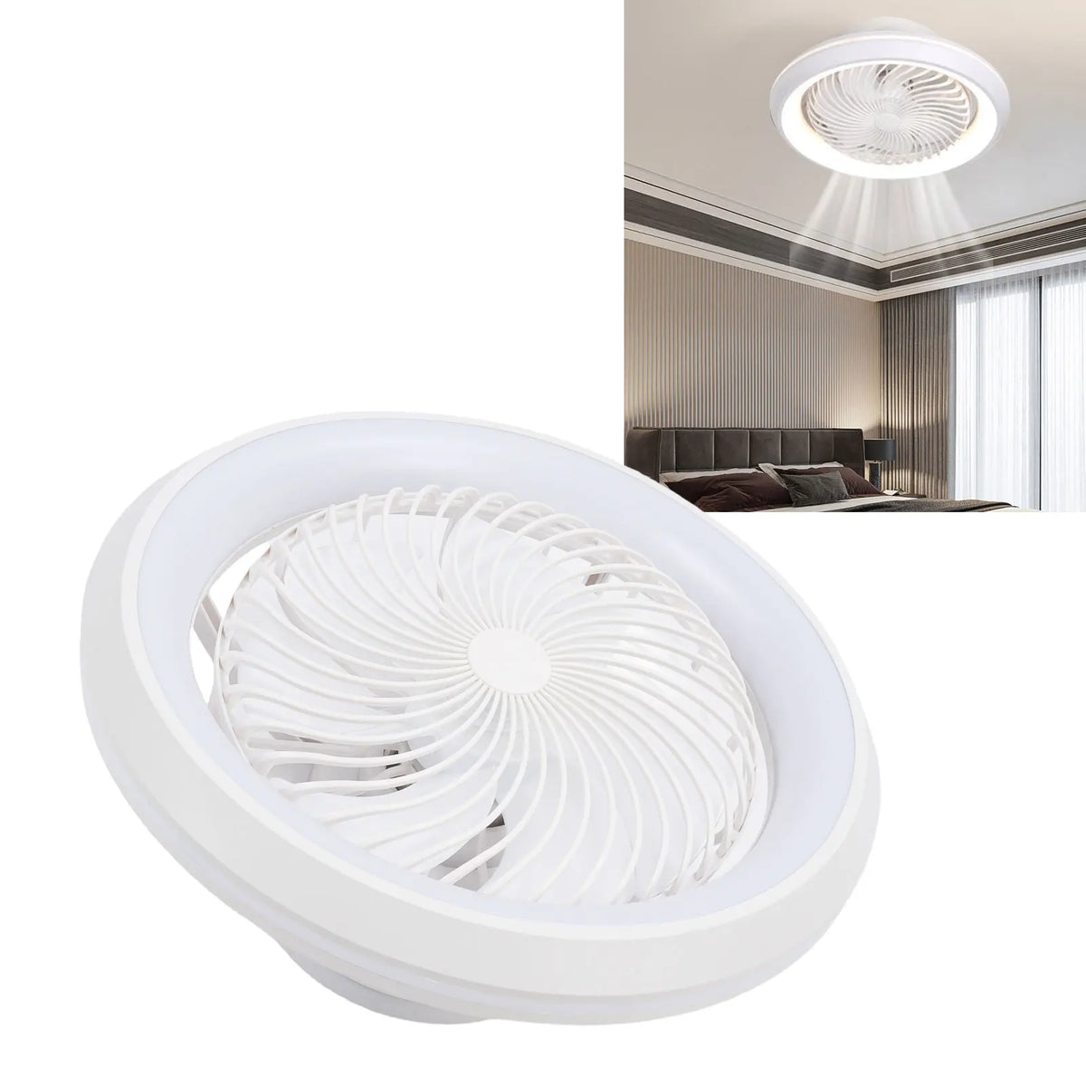 360 Degree Enclosed Circular Fan Light with Remote Control, 3-color Light, Ceiling Light for Living Room, Bedroom, Dining Room