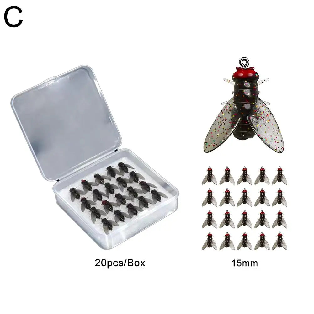 20Pcs/Box Mini Bionic Fly Fishing Bait Fly Hook Soft Bait Add Fish Attractant Fishing Gear For Salmon Trout Fishing Accessories