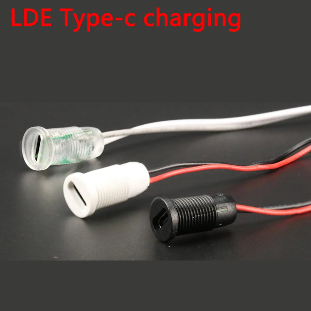 2Pin Wire LED light USB Type-c Waterproof Connector Direct compression female base Female Socket Charging Interface With Welding