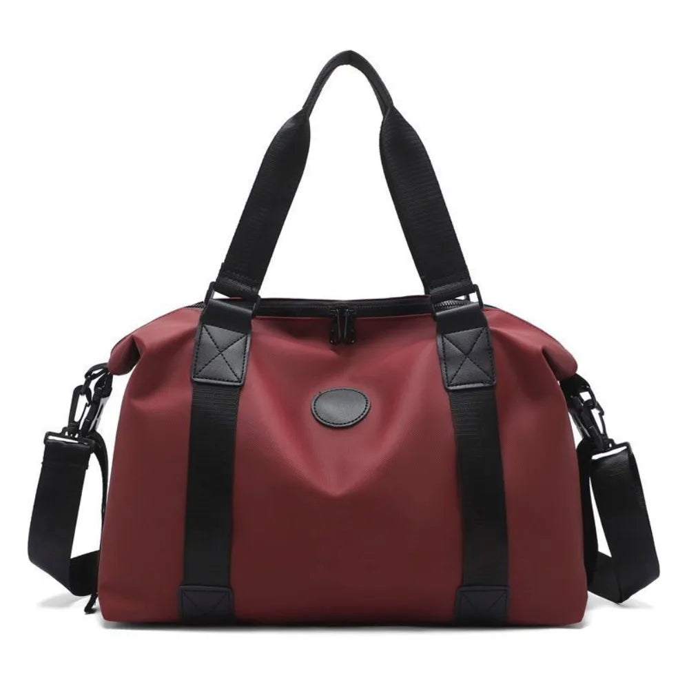 Large-Capacity Womens Travel Tote Bags Solid Color with Zipper Gym Fitness HandBag Overnight Bag Duffel Bag Sports Shoulder Pack