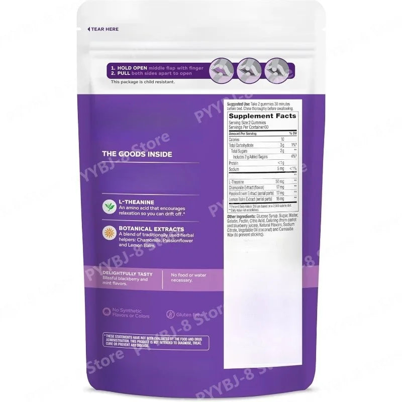 Sleep Gummies Contain L-Theanine & Botanicals Helps To Calm The Mind Promote Healthy Sleep Cycle Blackberry Flavor 60 Count