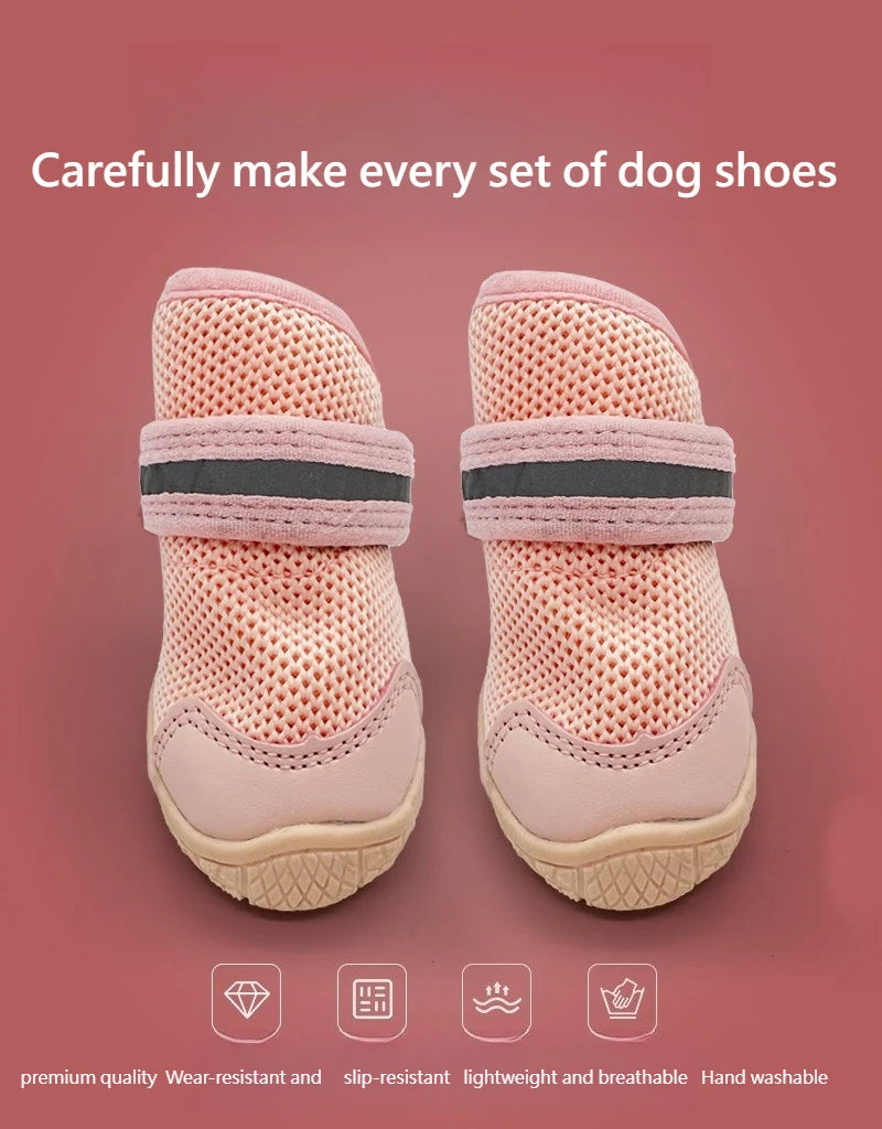 4pcs/set Pet Shoes Boots Dog Woven Shoes Small Non-slip Breathable Wear-resistant Protective Footwear Dog Shoes