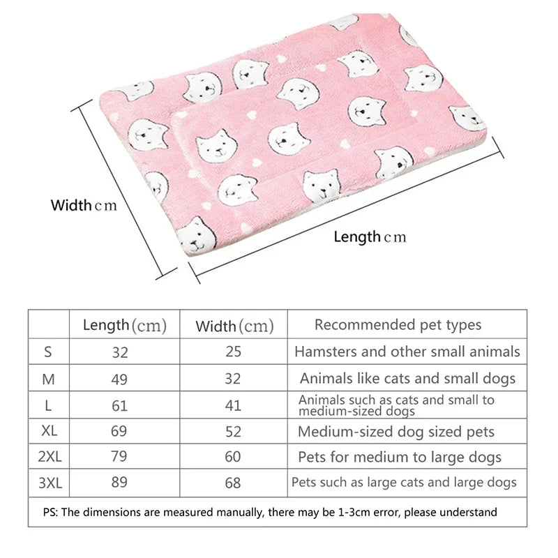 Thicken Cat Dog Mat Breathable Flannel Soft Pet Cushion for Dog Cats Winter Warm Cat Sleeping Mat Pet Bed Blanket Home Accessory