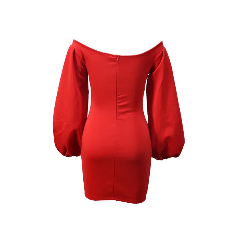 LN289 Women's Off-The-Shoulder Sexy Slimming Dress European And American Style Fashion Autumn/Winter 2024 Plus Size In Stock