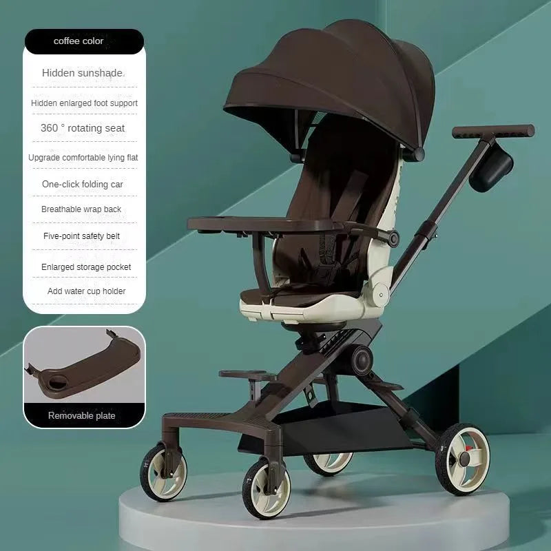 Baby Stroller Lightweight Infant and Toddler Two-way Stroller Reclining and Sitting Children's Single-pole Stroller Collapsible