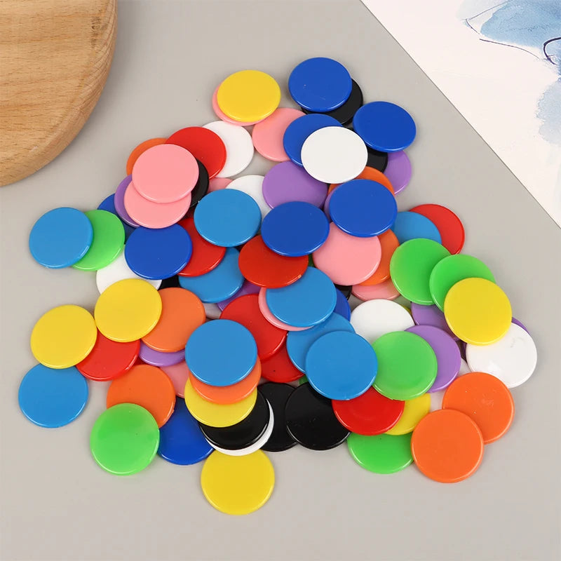 100Pcs 25MM Learning Education Math Toy Plastic Poker Chips Bingo Chip Markers Token Family Club Party Counting Toy