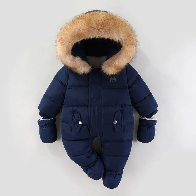 Baby ClothesChildren Clothing Boys and Girls Jumpsuits with Fleece and Cotton Jacket Outdoor Hugging Winter Cotton Clothe