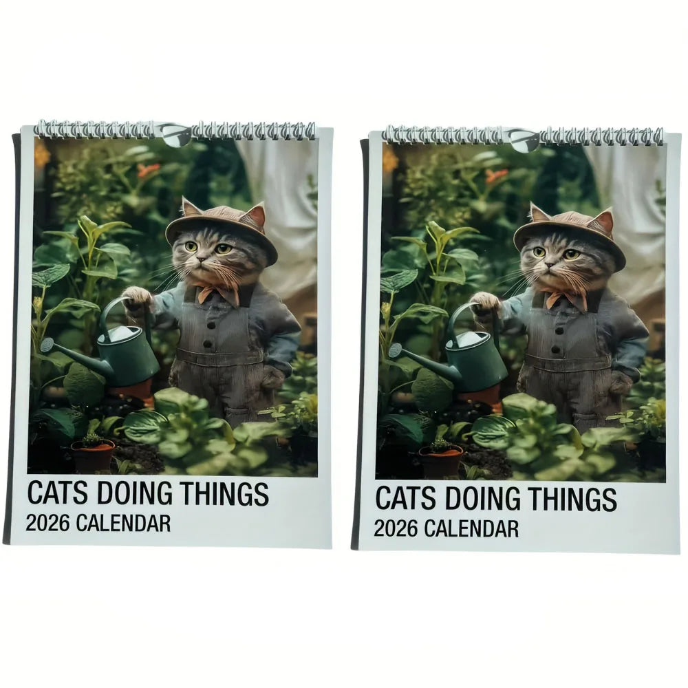 2026 Garden Cat Wall Calendar 12-Month Daily Weekly Planner Desk Organizer Table Decor Agenda Organizer Calendar for Bedroom