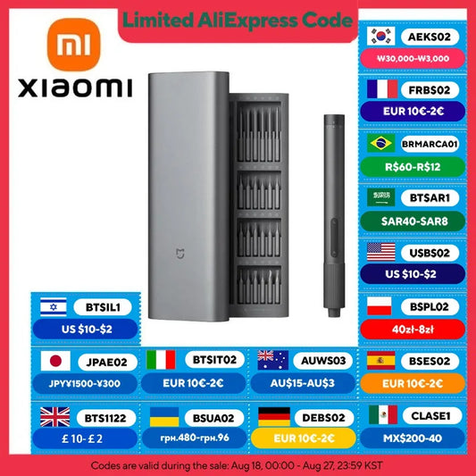 XIAOMI MIJIA Electric Precision Screwdriver With 24 S2 Steel Bits,2 Torque Setting,400+ Screws Per Charge,For Smart Home Repair