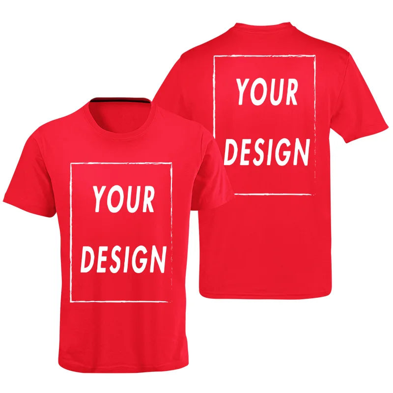 Men's customized T-shirt with their own logo, text, and photos printed on the front and back, customized high-end gifts, Europea