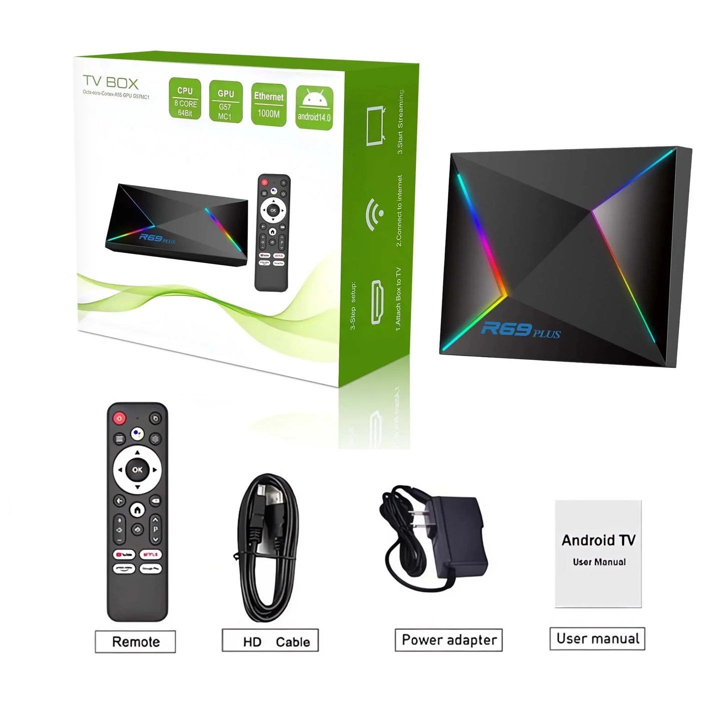 R69 Plus Voice Control TV Box Ultra HD 8K Allwinner H728 Octa Core Support Netflix tv box WIFI 6 Set Top Box