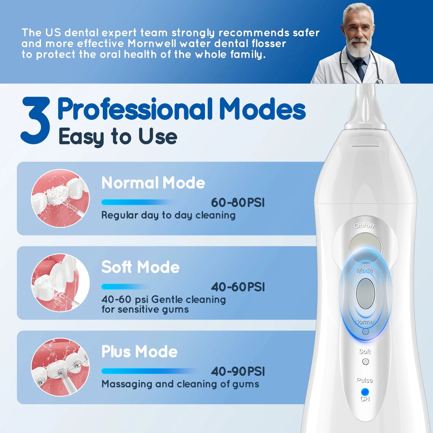Water Dental Flosser Cordless Oral Irrigator with 300ml 5 Tips 4 Modes USB Charger Portable Travle Irrigation Dental Cleaner