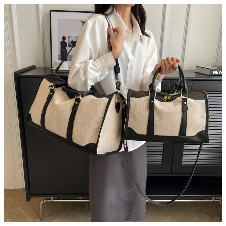 Women Canvas Large Capacity Travel Bags Custom Logo Travel Storage Handbag Vintage Fitness Luggage Bag Personality Customization