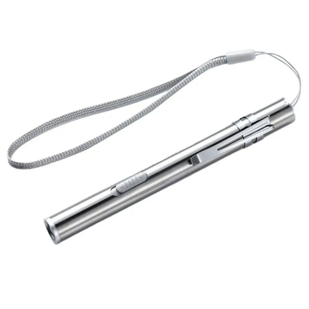 Stainless Steel Doctors Pen Light Yellow/ White Light with Steel Clip Nurse Pocket Flashlight Portable Water-proof
