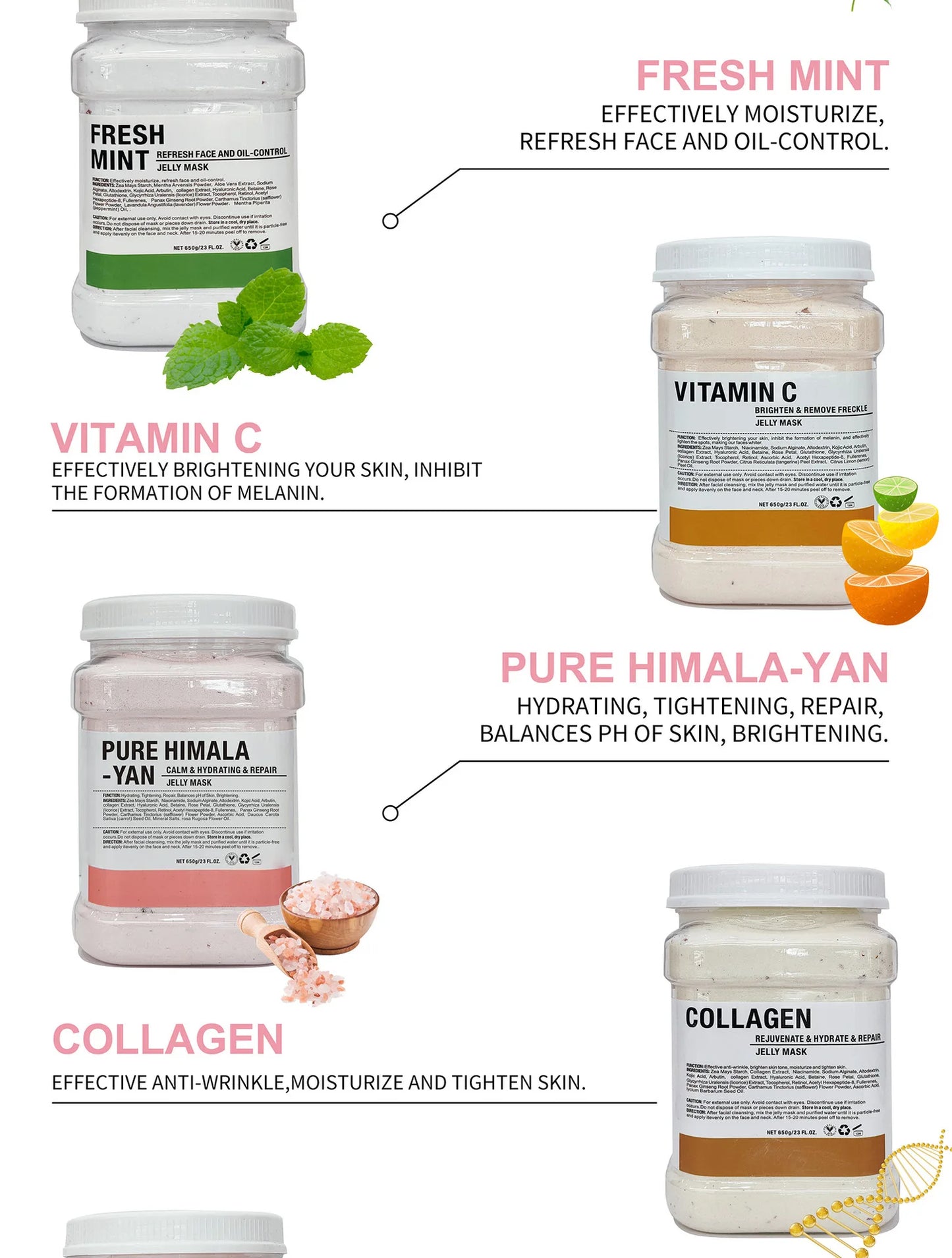 10PCS Jelly Mask Powder Wholesale 650G Professional Mask Powder Beauty Salon Use Facial Skin Care Products