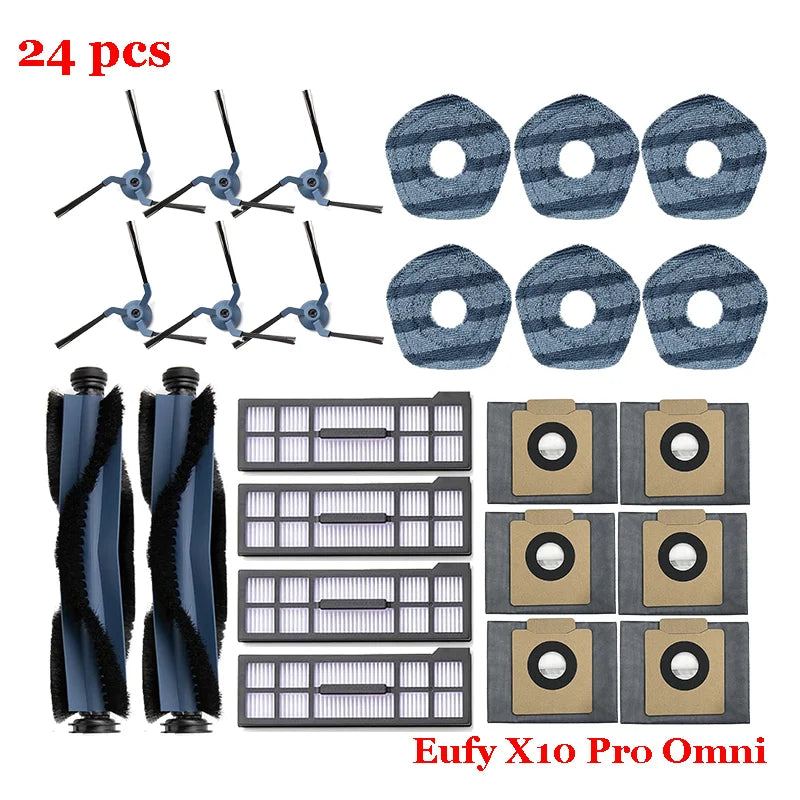 For Eufy X10 Pro Omni Replacement Parts Accessories Roller Side Brush Filter Mop Cloth Rags Pads Dust Bag Vacuum Cleaner Part