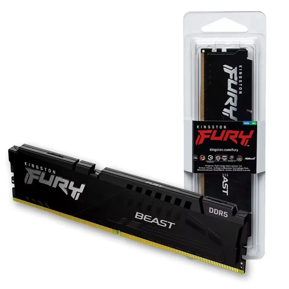 Kingston Fury Beast DDR5 CL30/40 Ram XMP EXPO Desktop Memory  8/16/32GB 4800 5200 5600 6000 6400 6800Mhz DIMM