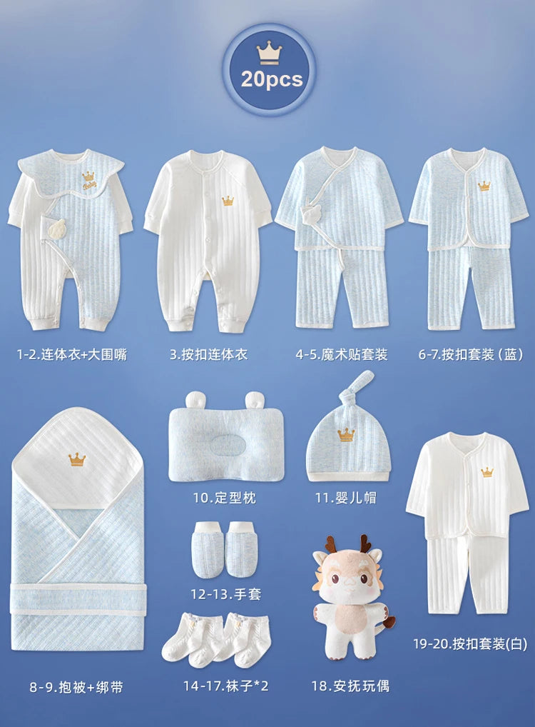 Newborn Baby Clothing 15/18/20 Pieces/0-3Months 100%Cotton Kids Clothes Suit Unisex Infant Boys Girls Clothing Set Without Box